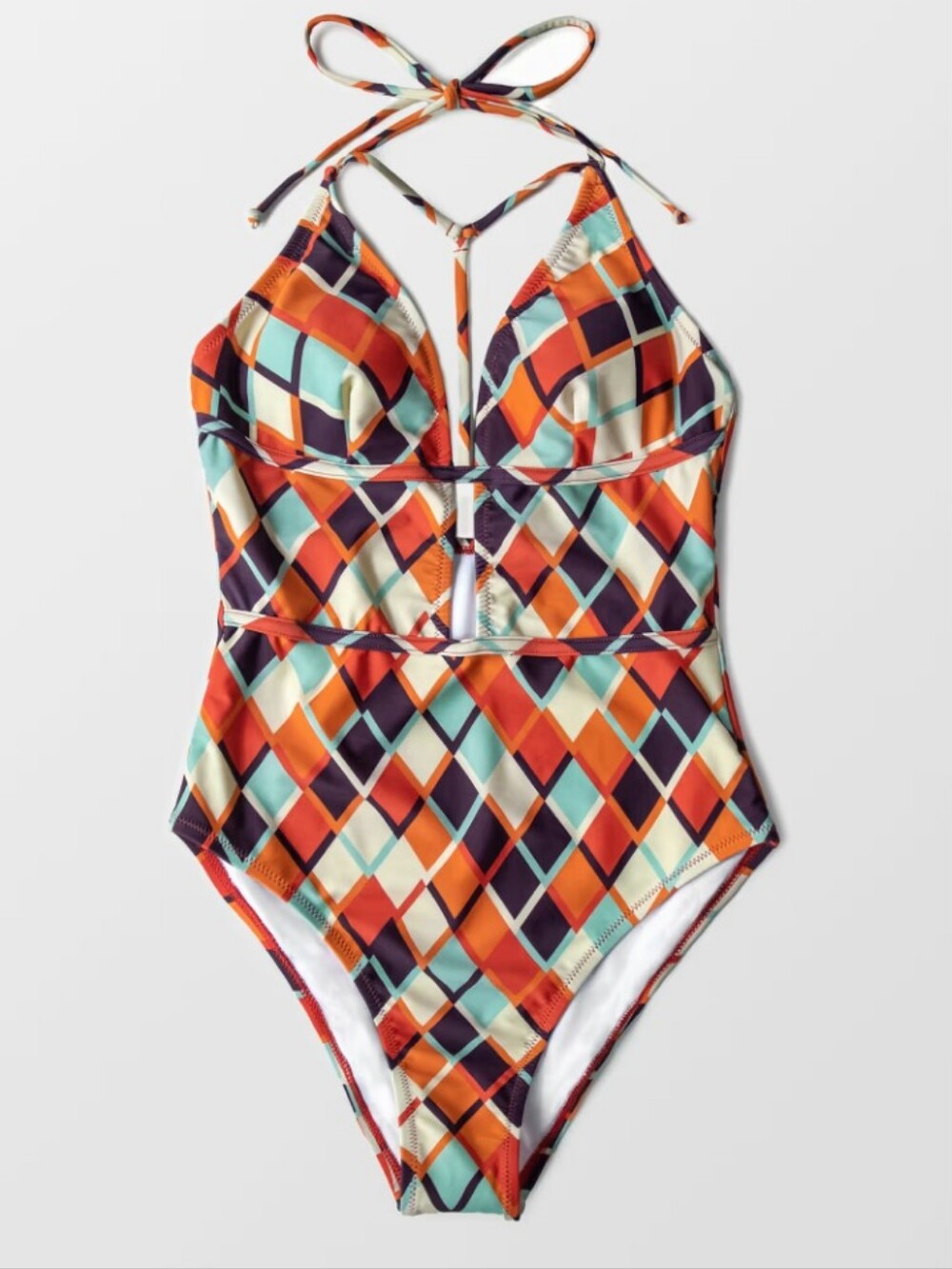 Cupshe XXL One-Piece Swimsuit Orange/Brown/Turquoise